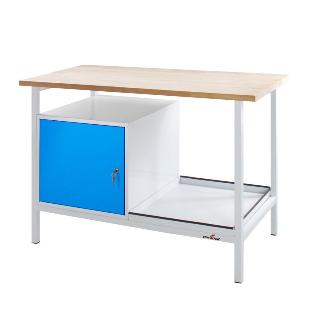 Ława warsztatowa Steinbock® Cube, 1 x drzwi, udźwig 300 kg, wys. x szer. x gł. 825 x 1200 x 600 mm, RAL 7035/5012 Zdjęcie produktu nr 1: Ława warsztatowa Steinbock® Cube, 1 x drzwi, udźwig 300 kg, wys. x szer. x gł. 825 x 1200 x 600 mm, RAL 7035/5012