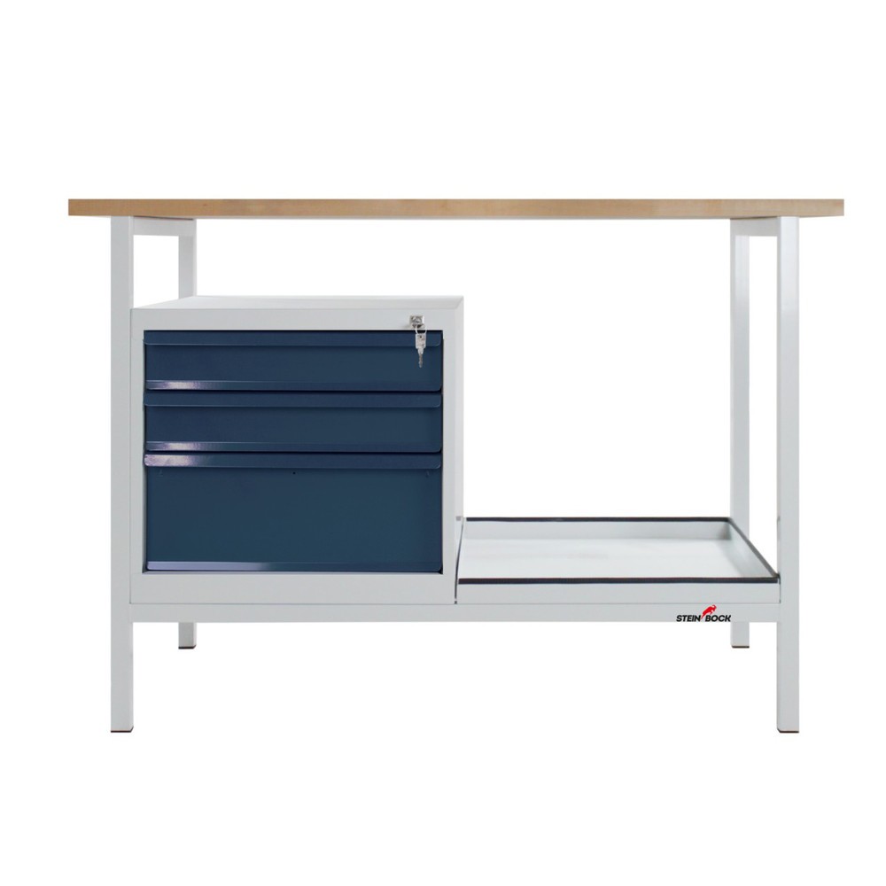 Zdjęcie produktu nr 2: Ława warsztatowa Steinbock® Cube, 3 x szuflada, udźwig 300 kg, wys. x szer. x gł. 825 x 1200 x 600 mm, RAL 7035/7016
