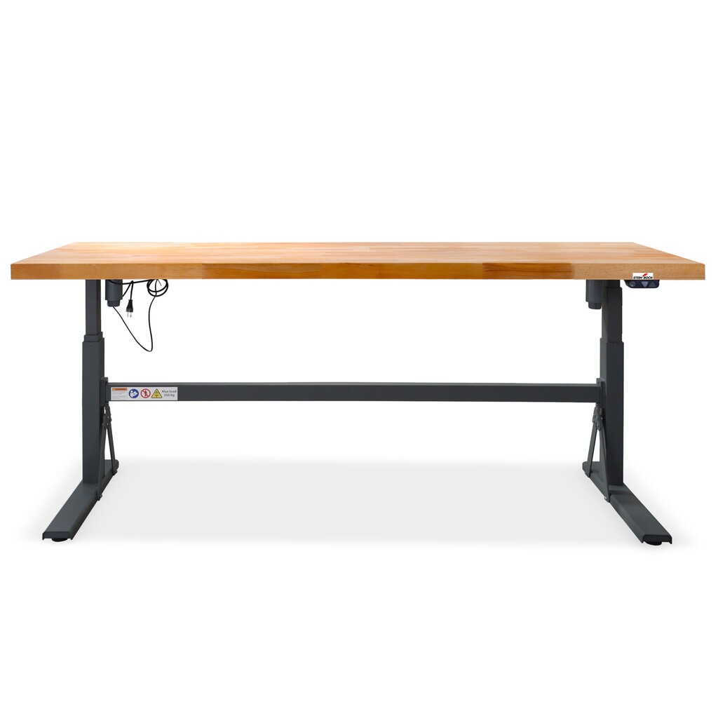 Zdjęcie produktu: Ława warsztatowa Steinbock® e-Adjust z funkcją elektrycznej regulacji wysokości, wys. x szer. x gł. 700–1170 x 2000 x 750 mm, udźwig 350 kg