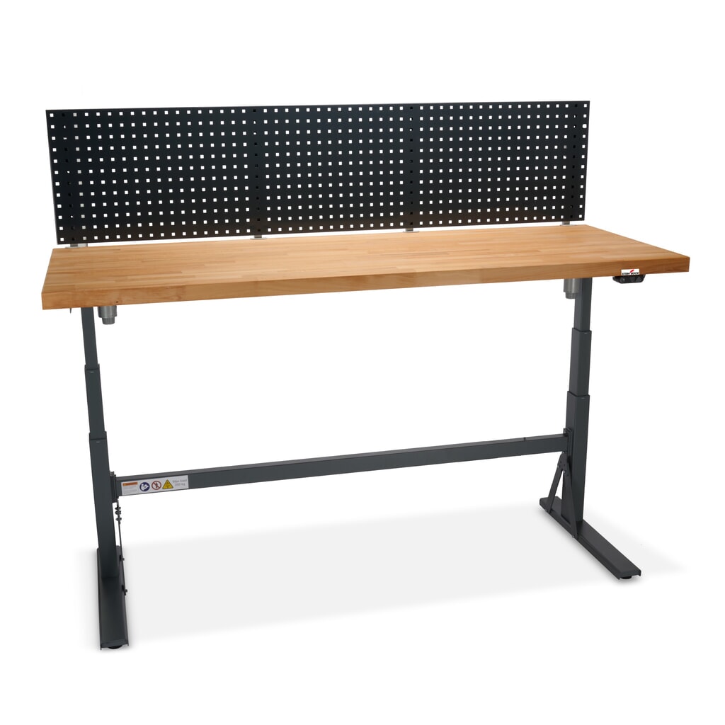 Ława warsztatowa Steinbock® e-Adjust z funkcją elektrycznej regulacji wysokości, wyposażona w perforowaną ścianę, wys. x szer. x gł. 700–1170 x 2000 x 750 mm, udźwig 350 kg Zdjęcie produktu nr 9: Ława warsztatowa Steinbock® e-Adjust z funkcją elektrycznej regulacji wysokości, wyposażona w perforowaną ścianę, wys. x szer. x gł. 700–1170 x 2000 x 750 mm, udźwig 350 kg