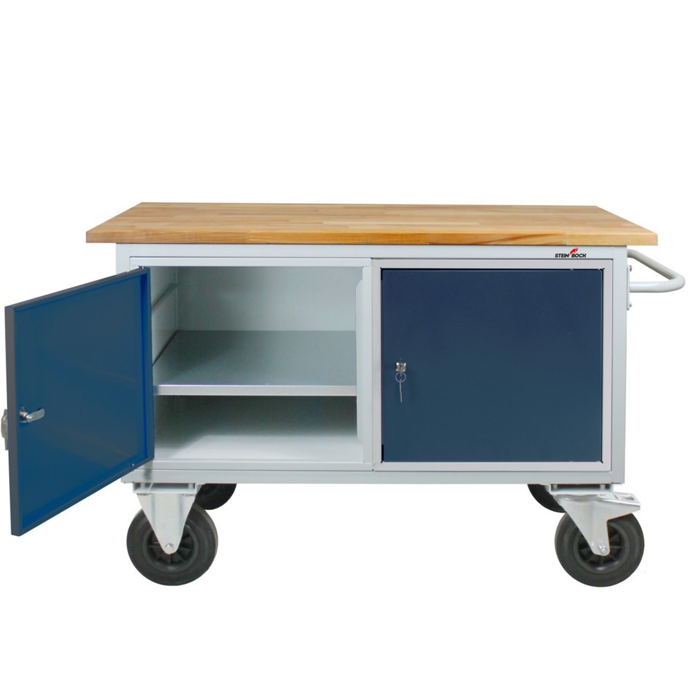 Zdjęcie produktu nr 6: Mobilna ława warsztatowa Steinbock® Motion, 2 x drzwi, udźwig 500 kg, wys. x szer. x gł. 827 x 1300 x 600 mm, RAL 7035/7016