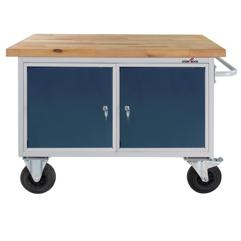 Zdjęcie produktu nr 1: Mobilna ława warsztatowa Steinbock® Motion, 2 x drzwi, udźwig 500 kg, wys. x szer. x gł. 827 x 1300 x 600 mm, RAL 7035/7016