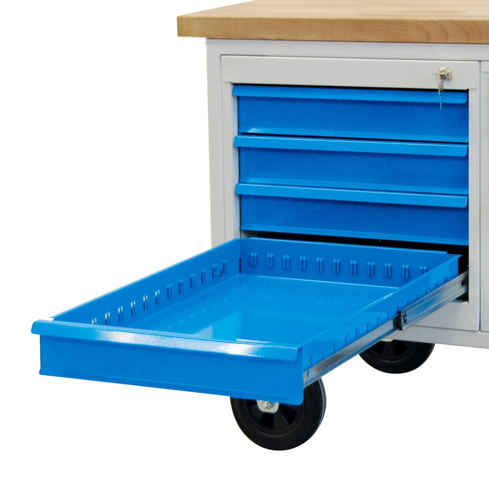 Zdjęcie produktu nr 2: Mobilna ława warsztatowa Steinbock® Motion, 4 x szuflada, udźwig 500 kg, wys. x szer. x gł. 827 x 1300 x 600 mm, RAL 7035/5012