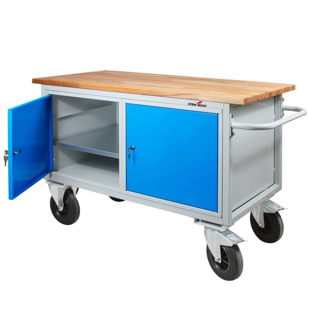 Zdjęcie produktu nr 2: Mobilna ława warsztatowa Steinbock® Motion, 2 x drzwi, udźwig 500 kg, wys. x szer. x gł. 827 x 1300 x 600 mm, RAL 7035/5012
