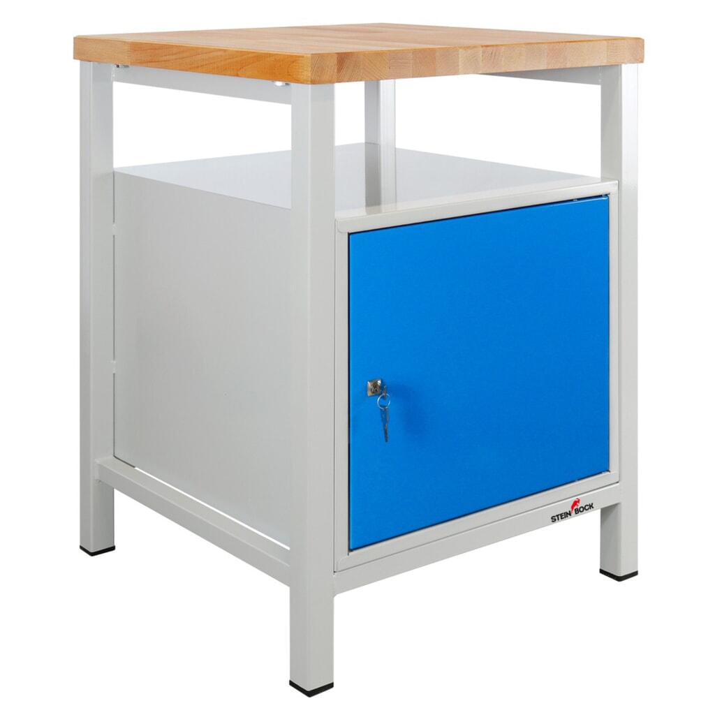 Ława warsztatowa Steinbock® Premium, 1 x półka, 1 x drzwi, udźwig 300 kg, wys. x szer. x gł. 840 x 600 x 600 mm, RAL 7035/5012 Zdjęcie produktu nr 1: Ława warsztatowa Steinbock® Premium, 1 x półka, 1 x drzwi, udźwig 300 kg, wys. x szer. x gł. 840 x 600 x 600 mm, RAL 7035/5012