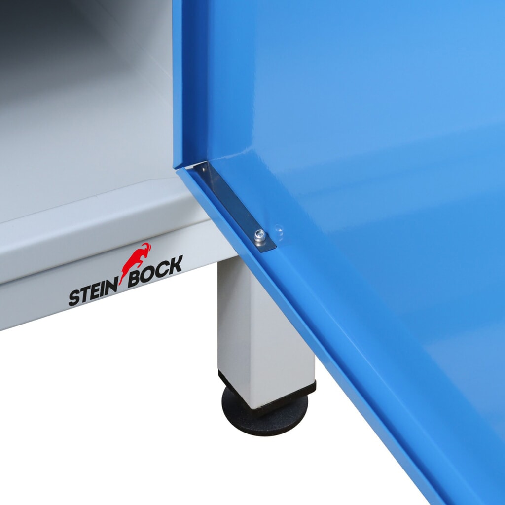 Ława warsztatowa Steinbock® Premium, 1 x półka, 1 x drzwi, udźwig 300 kg, wys. x szer. x gł. 840 x 600 x 600 mm, RAL 7035/5012 Zdjęcie produktu nr 5: Ława warsztatowa Steinbock® Premium, 1 x półka, 1 x drzwi, udźwig 300 kg, wys. x szer. x gł. 840 x 600 x 600 mm, RAL 7035/5012