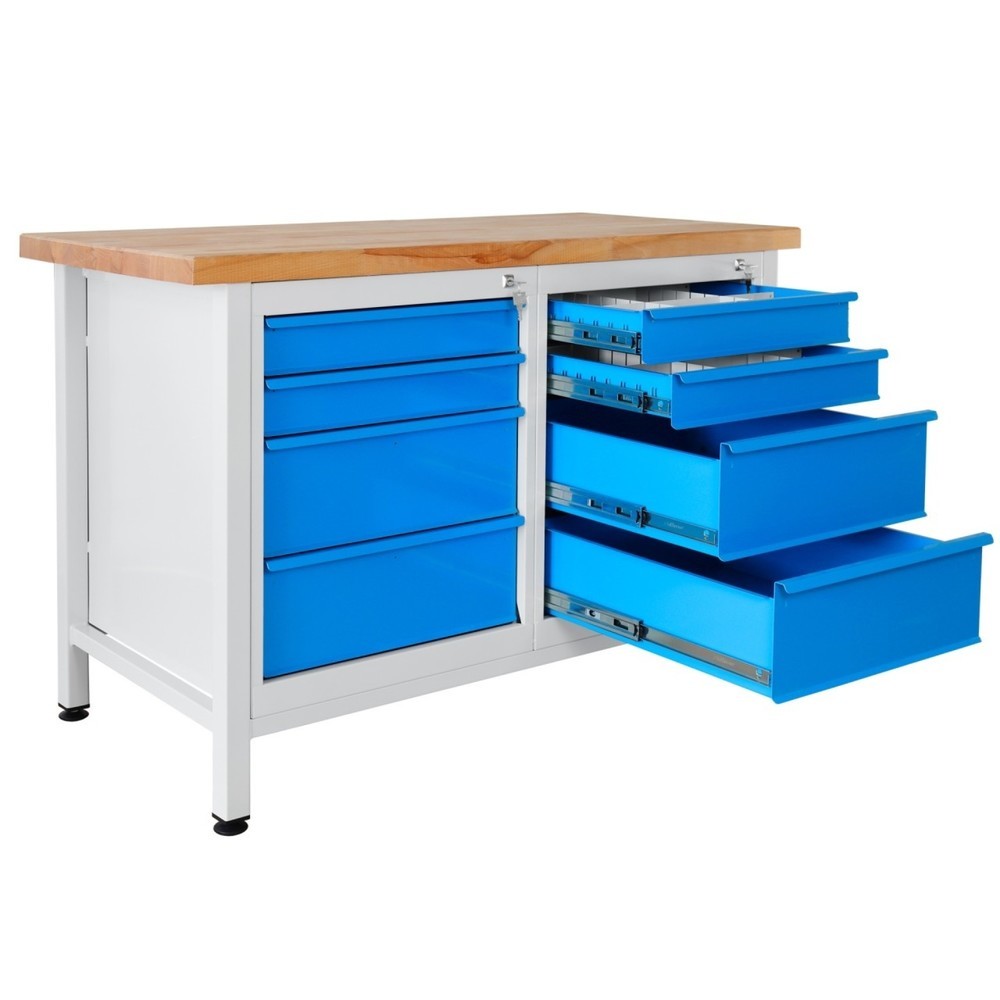 Zdjęcie produktu nr 1: Ława warsztatowa Steinbock® Premium, 8 x szuflada, udźwig 300 kg, wys. x szer. x gł. 840 x 1200 x 600 mm, RAL 7035/5012
