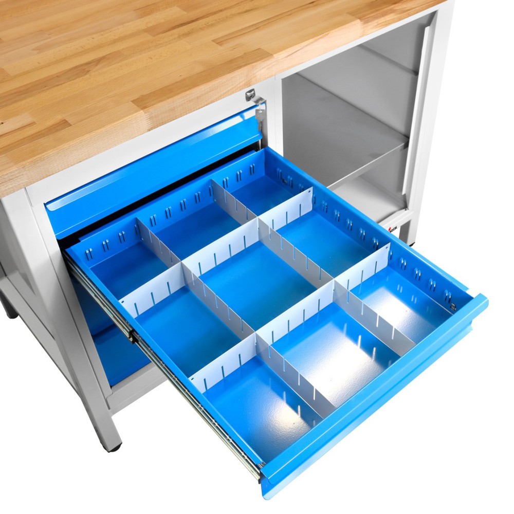 Zdjęcie produktu nr 4: Ława warsztatowa Steinbock® Premium, 4 x szuflada, 1 x sekcja regału, udźwig 300 kg, wys. x szer. x gł. 840 x 1200 x 600 mm, RAL 7035/5012