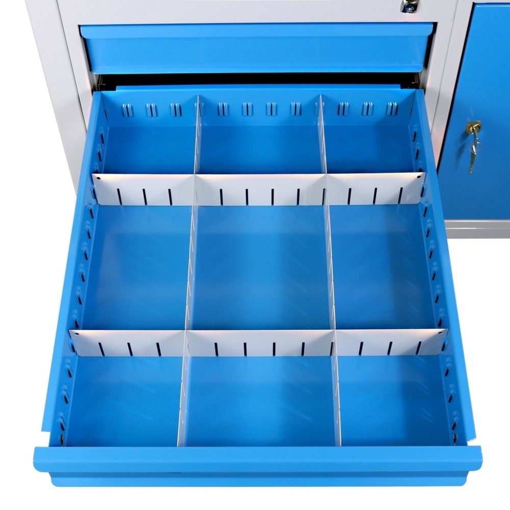 Zdjęcie produktu nr 3: Ława warsztatowa Steinbock® Premium, 1 x półka, 3 x szuflada, 1 x drzwi, udźwig 300 kg, wys. x szer. x gł. 840 x 1200 x 600 mm, RAL 7035/5012