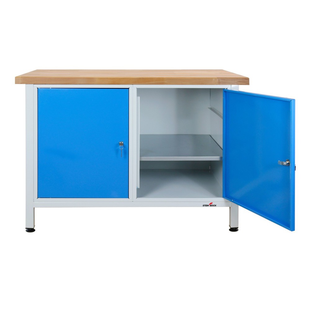 Zdjęcie produktu nr 3: Ława warsztatowa Steinbock® Premium, 2 x drzwi, udźwig 300 kg, wys. x szer. x gł. 840 x 1200 x 600 mm, RAL 7035/5012