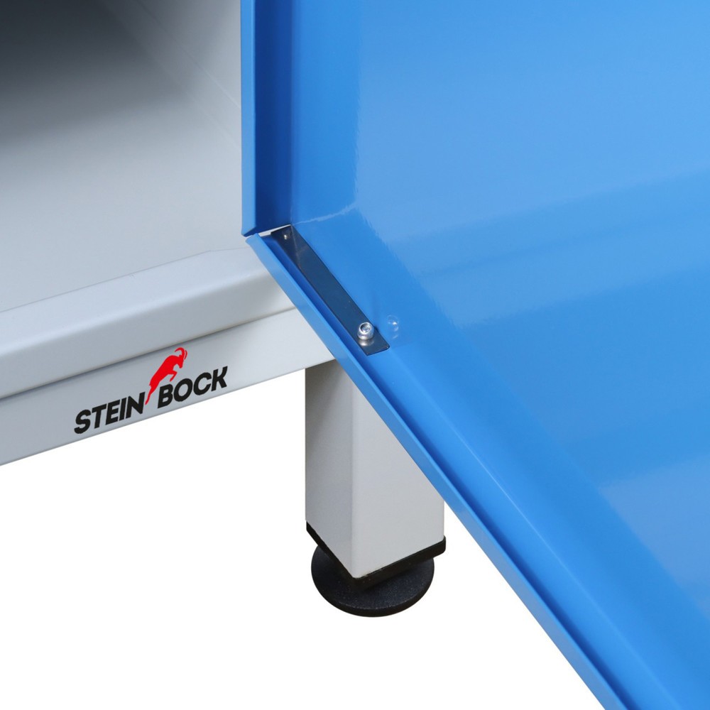 Zdjęcie produktu nr 3: Ława warsztatowa Steinbock® Premium, 1 x sekcja regału, 1 x drzwi, udźwig 300 kg, wys. x szer. x gł. 840 x 1200 x 600 mm, RAL 7035/5012
