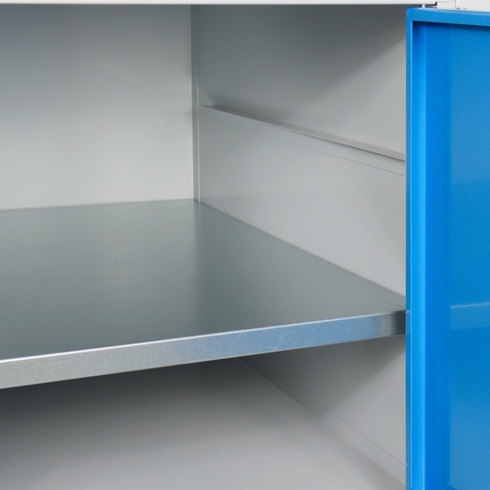 Zdjęcie produktu nr 4: Ława warsztatowa Steinbock® Premium, 1 x sekcja regału, 1 x drzwi, udźwig 300 kg, wys. x szer. x gł. 840 x 1200 x 600 mm, RAL 7035/5012