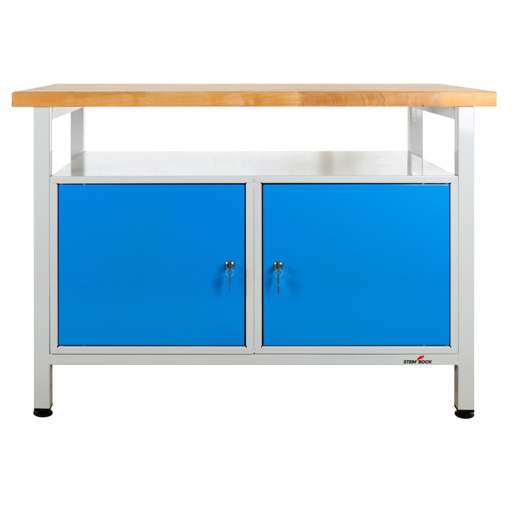 Zdjęcie produktu nr 7: Ława warsztatowa Steinbock® Premium, 1 x półka, 2 x drzwi, udźwig 300 kg, wys. x szer. x gł. 840 x 1200 x 600 mm, RAL 7035/5012