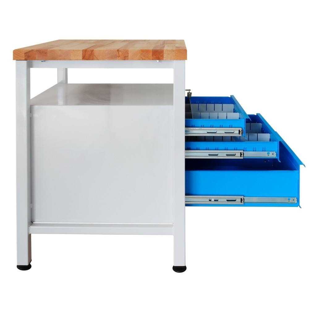 Zdjęcie produktu nr 4: Ława warsztatowa Steinbock® Premium, 1 x półka, 3 x szuflada, udźwig 300 kg, wys. x szer. x gł. 840 x 600 x 600 mm, RAL 7035/5012