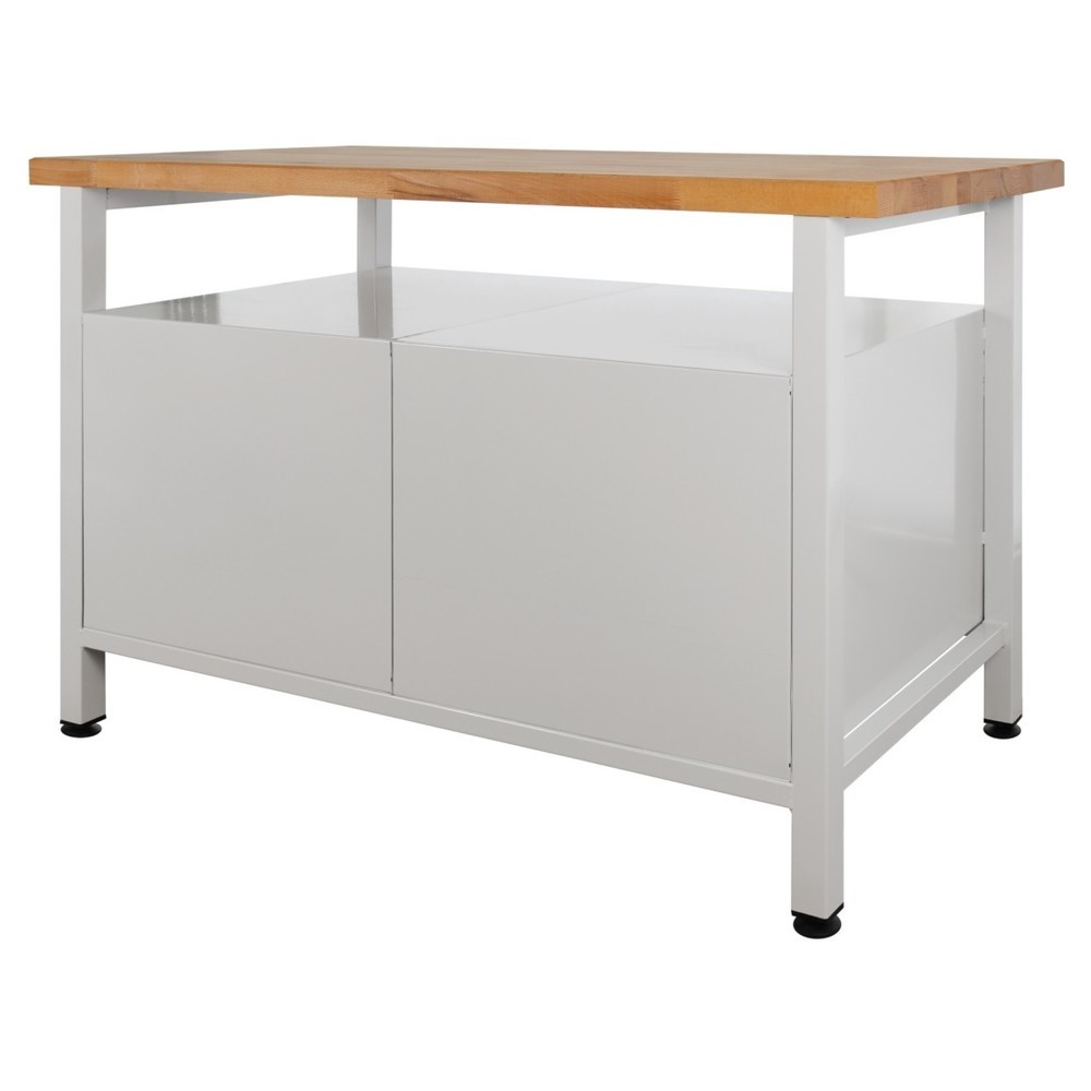 Zdjęcie produktu nr 4: Ława warsztatowa Steinbock® Premium, 1 x półka, 1 x sekcja regału, 1 x drzwi, udźwig 300 kg, wys. x szer. x gł. 840 x 1200 x 600 mm, RAL 7035/5012