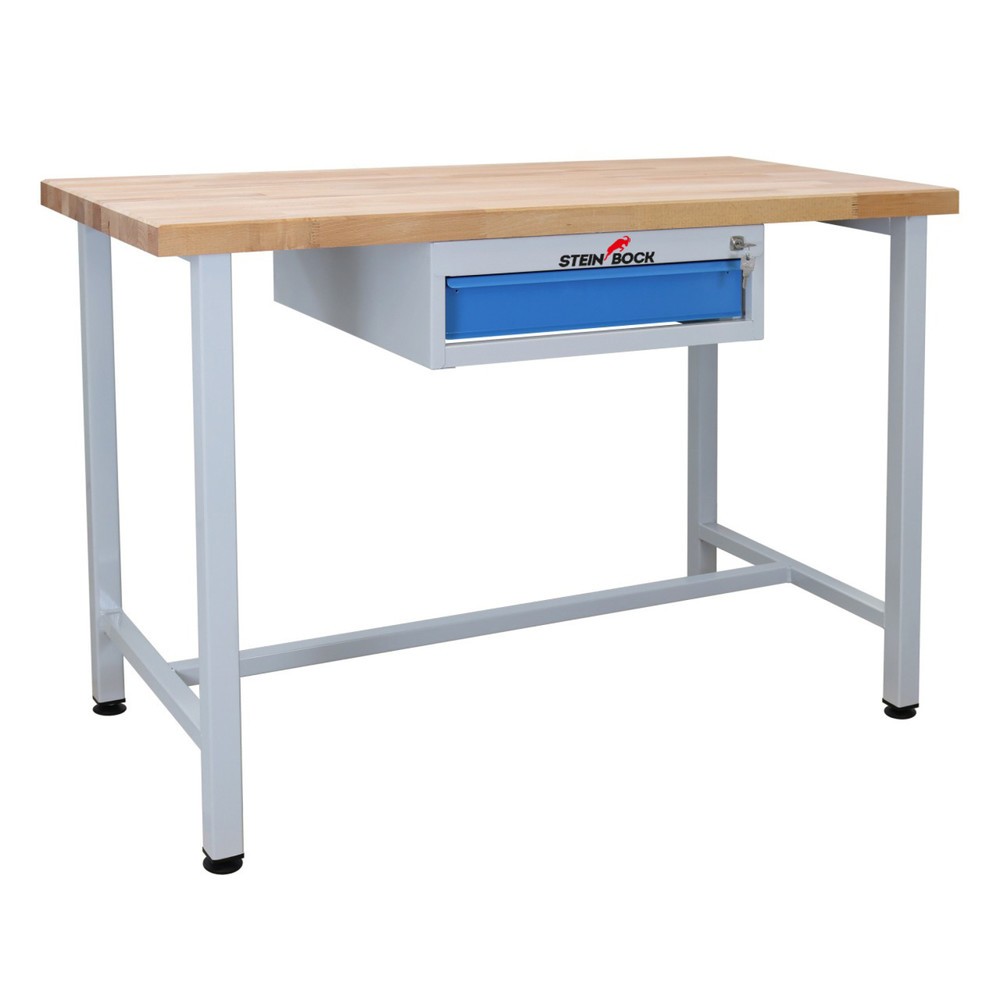 Zdjęcie produktu nr 1: Ława warsztatowa Steinbock® Premium, 1 x szuflada, udźwig 300 kg, wys. x szer. x gł. 840 x 1200 x 600 mm, RAL 7035/5012