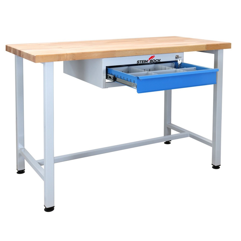 Zdjęcie produktu nr 2: Ława warsztatowa Steinbock® Premium, 1 x szuflada, udźwig 300 kg, wys. x szer. x gł. 840 x 1200 x 600 mm, RAL 7035/5012