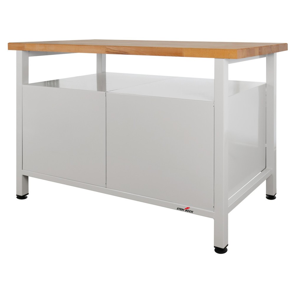 Zdjęcie produktu nr 2: Ława warsztatowa Steinbock® Premium, 1 x półka, 3 x szuflada, 1 x sekcja regału, udźwig 300 kg, wys. x szer. x gł. 840 x 1200 x 600 mm, RAL 7035/7016