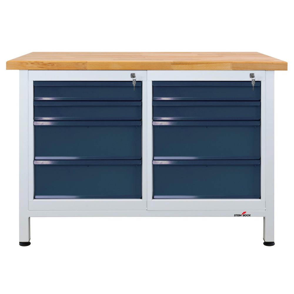 Zdjęcie produktu nr 1: Ława warsztatowa Steinbock® Premium, 8 x szuflada, udźwig 300 kg, wys. x szer. x gł. 840 x 1200 x 600 mm, RAL 7035/7016