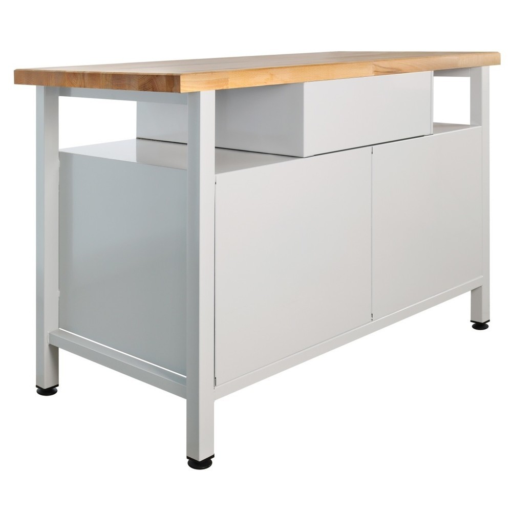 Zdjęcie produktu nr 2: Ława warsztatowa Steinbock® Premium, 1 x półka, 1 x szuflada, 2 x drzwi, udźwig 300 kg, wys. x szer. x gł. 840 x 1200 x 600 mm, RAL 7035/7016