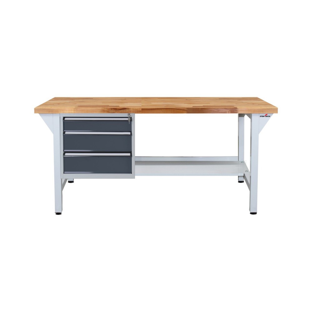 Zdjęcie produktu nr 2: Ława warsztatowa Steinbock® Pro, 3 x szuflada, 1 x półka, udźwig 500 kg, wys. x szer. x gł. 850 x 1500 x 750 mm, RAL 7035/7016