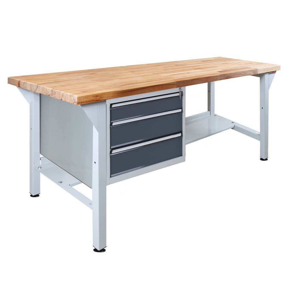 Zdjęcie produktu nr 1: Ława warsztatowa Steinbock® Pro, 3 x szuflada, 1 x półka, udźwig 500 kg, wys. x szer. x gł. 850 x 1500 x 750 mm, RAL 7035/7016