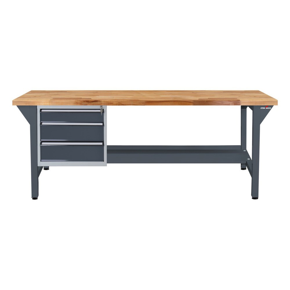 Zdjęcie produktu nr 2: Ława warsztatowa Steinbock® Pro, 3 x szuflada, 1 x półka, udźwig 500 kg, wys. x szer. x gł. 850 x 2000 x 750 mm, RAL 7016