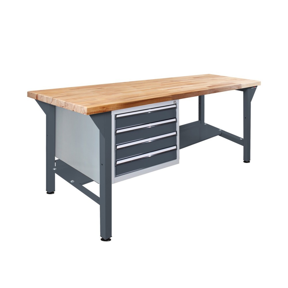 Zdjęcie produktu nr 1: Ława warsztatowa Steinbock® Pro, 4 x szuflada, 1 x półka, udźwig 500 kg, wys. x szer. x gł. 850 x 1500 x 750 mm, RAL 7016
