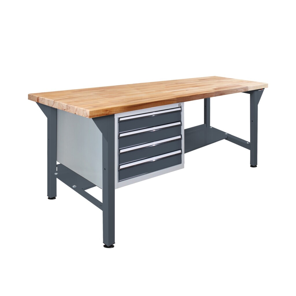 Zdjęcie produktu nr 1: Ława warsztatowa Steinbock® Pro, 4 x szuflada, 1 x półka, udźwig 500 kg, wys. x szer. x gł. 850 x 1500 x 750 mm, RAL 7016