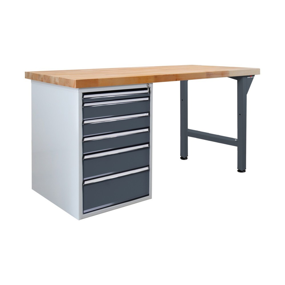 Zdjęcie produktu nr 1: Ława warsztatowa Steinbock® Pro, 6 x szuflada, udźwig 500 kg, wys. x szer. x gł. 850 x 1500 x 750 mm, RAL 7016