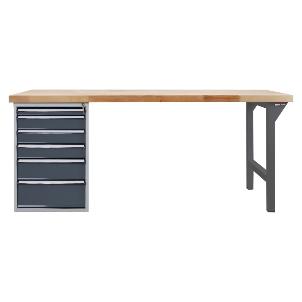 Ława warsztatowa Steinbock® Pro, 6 x szuflada, udźwig 500 kg, wys. x szer. x gł. 850 x 2000 x 750 mm, RAL 7016 Zdjęcie produktu nr 2: Ława warsztatowa Steinbock® Pro, 6 x szuflada, udźwig 500 kg, wys. x szer. x gł. 850 x 2000 x 750 mm, RAL 7016