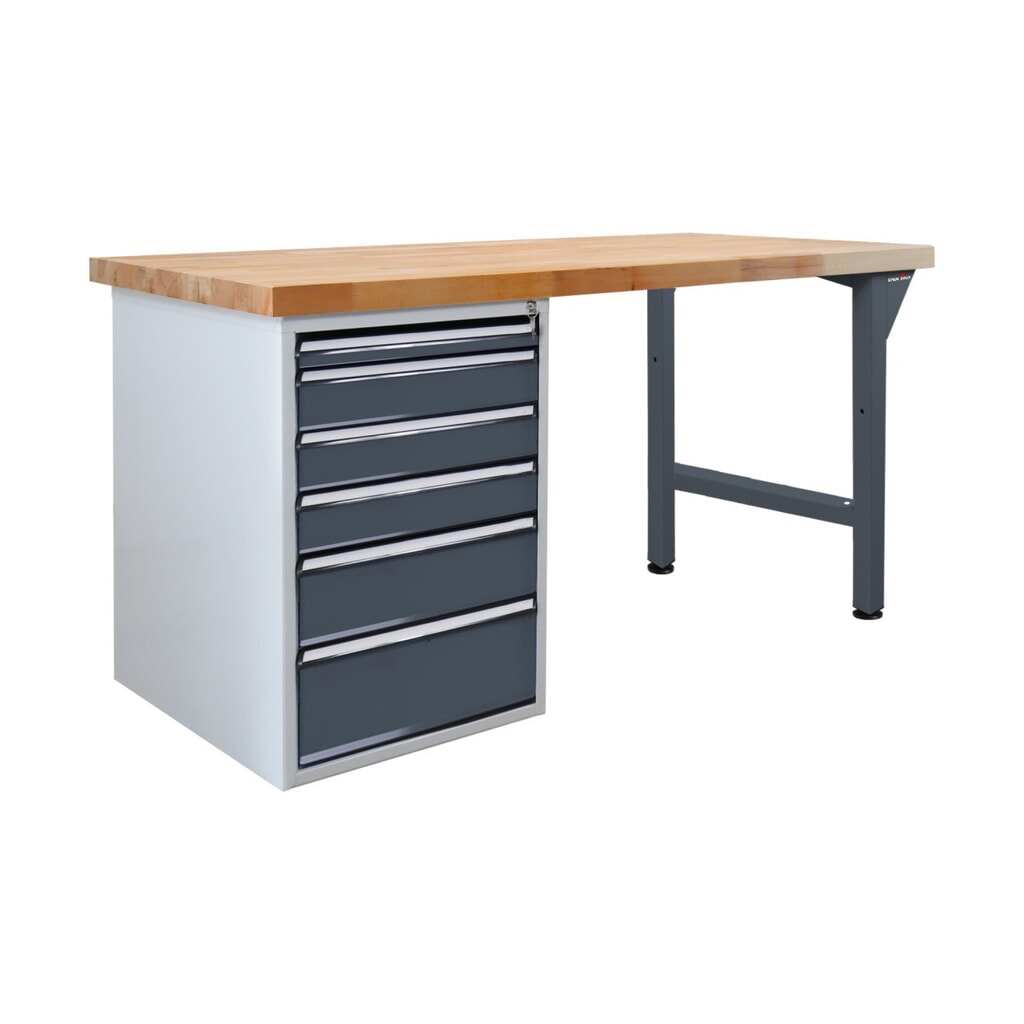 Zdjęcie produktu nr 1: Ława warsztatowa Steinbock® Pro, 6 x szuflada, udźwig 500 kg, wys. x szer. x gł. 850 x 2000 x 750 mm, RAL 7016