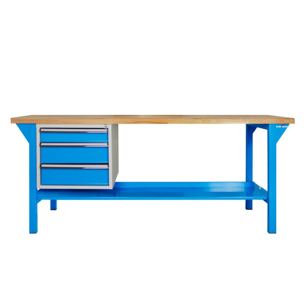 Zdjęcie produktu nr 2: Ława warsztatowa Steinbock® Pro, 3 x szuflada, 1 x półka, udźwig 500 kg, wys. x szer. x gł. 850 x 2000 x 750 mm, RAL 5012