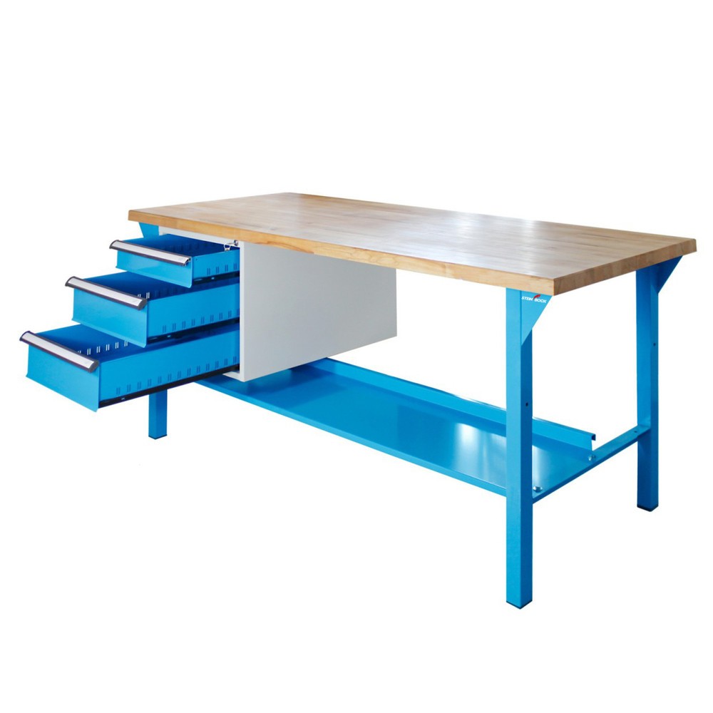 Zdjęcie produktu nr 3: Ława warsztatowa Steinbock® Pro, 3 x szuflada, 1 x półka, udźwig 500 kg, wys. x szer. x gł. 850 x 2000 x 750 mm, RAL 5012