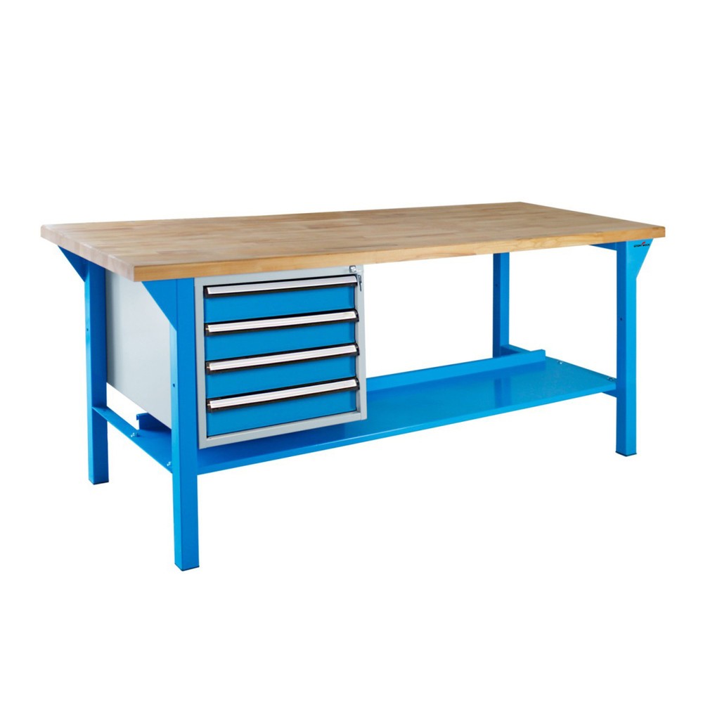 Zdjęcie produktu nr 1: Ława warsztatowa Steinbock® Pro, 4 x szuflada, 1 x półka, udźwig 500 kg, wys. x szer. x gł. 850 x 2000 x 750 mm, RAL 5012