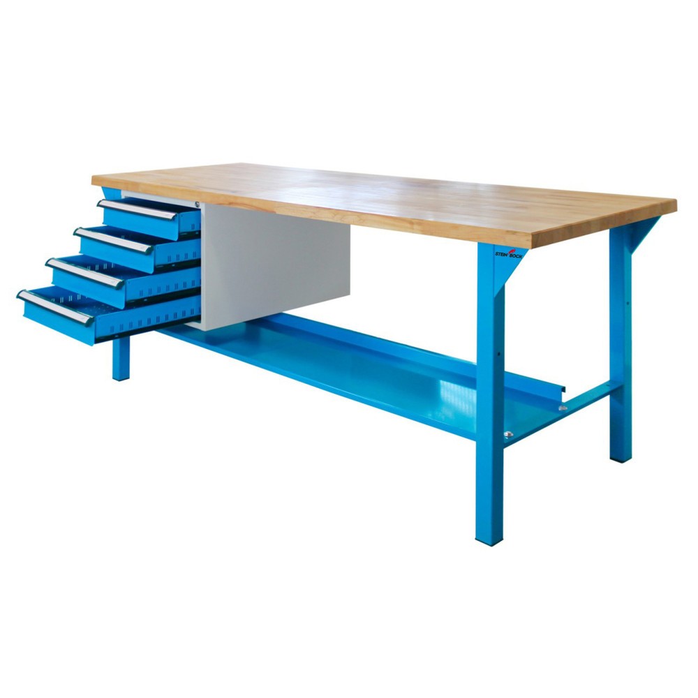 Zdjęcie produktu nr 3: Ława warsztatowa Steinbock® Pro, 4 x szuflada, 1 x półka, udźwig 500 kg, wys. x szer. x gł. 850 x 2000 x 750 mm, RAL 5012