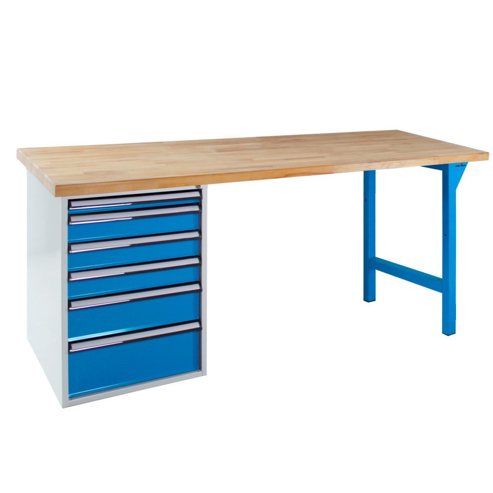 Zdjęcie produktu nr 1: Ława warsztatowa Steinbock® Pro, 6 x szuflada, udźwig 500 kg, wys. x szer. x gł. 850 x 1500 x 750 mm, RAL 5012