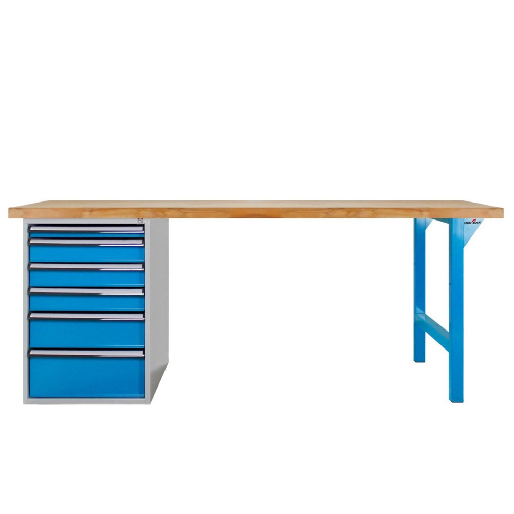 Zdjęcie produktu nr 2: Ława warsztatowa Steinbock® Pro, 6 x szuflada, udźwig 500 kg, wys. x szer. x gł. 850 x 2000 x 750 mm, RAL 5012