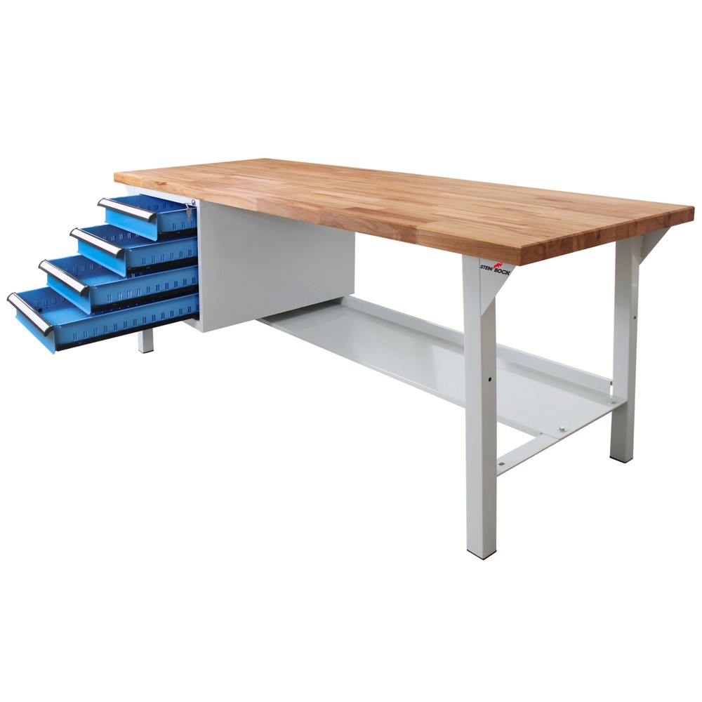 Zdjęcie produktu nr 5: Ława warsztatowa Steinbock® Pro, 4 x szuflada, 1 x półka, udźwig 500 kg, wys. x szer. x gł. 850 x 2000 x 750 mm, RAL 7035/5012