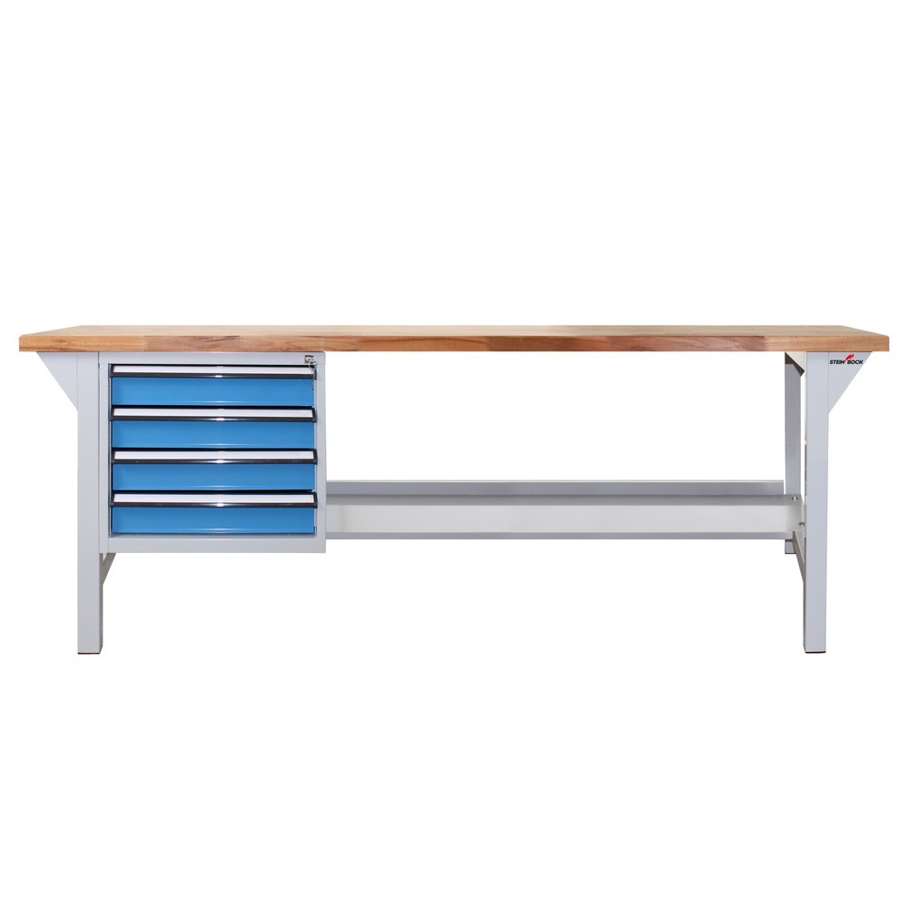 Zdjęcie produktu nr 6: Ława warsztatowa Steinbock® Pro, 4 x szuflada, 1 x półka, udźwig 500 kg, wys. x szer. x gł. 850 x 2000 x 750 mm, RAL 7035/5012