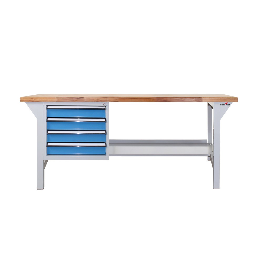 Zdjęcie produktu nr 3: Ława warsztatowa Steinbock® Pro, 4 x szuflada, 1 x półka, udźwig 500 kg, wys. x szer. x gł. 850 x 1500 x 750 mm, RAL 7035/5012