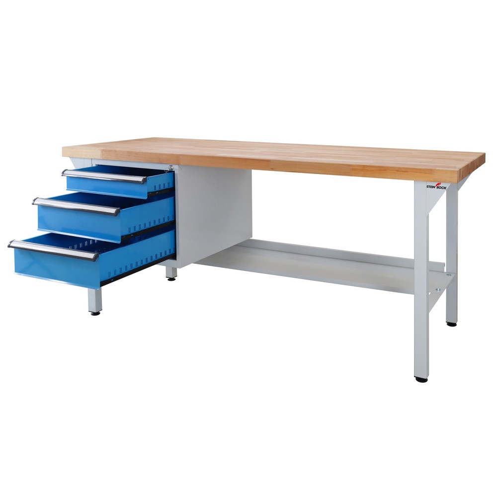 Zdjęcie produktu nr 6: Ława warsztatowa Steinbock® Pro, 3 x szuflada, 1 x półka, udźwig 500 kg, wys. x szer. x gł. 850 x 2000 x 750 mm, RAL 7035/5012