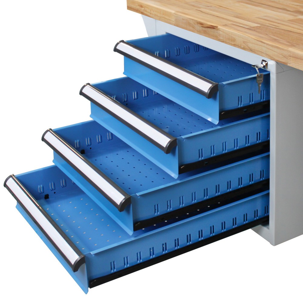 Zdjęcie produktu nr 4: Ława warsztatowa Steinbock® Pro, 4 x szuflada, 1 x półka, udźwig 500 kg, wys. x szer. x gł. 850 x 1500 x 750 mm, RAL 7035/5012