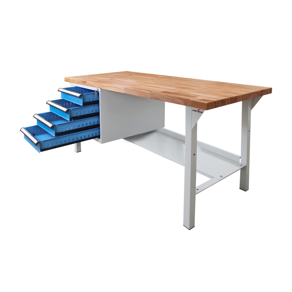 Zdjęcie produktu nr 5: Ława warsztatowa Steinbock® Pro, 4 x szuflada, 1 x półka, udźwig 500 kg, wys. x szer. x gł. 850 x 1500 x 750 mm, RAL 7035/5012