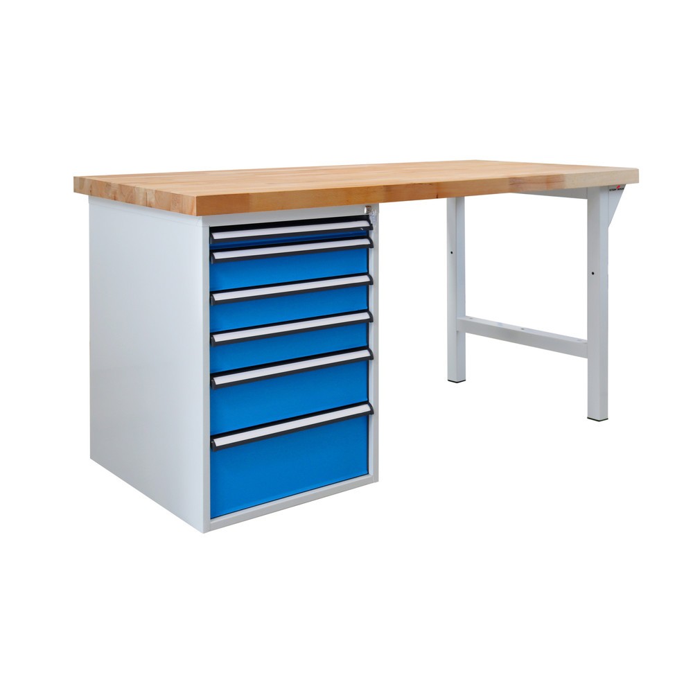 Zdjęcie produktu nr 1: Ława warsztatowa Steinbock® Pro, 6 x szuflada, udźwig 500 kg, wys. x szer. x gł. 850 x 1500 x 750 mm, RAL 7035/5012