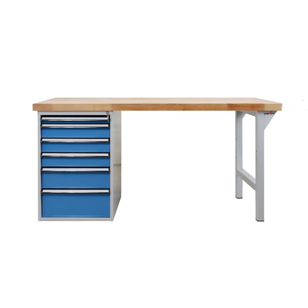 Zdjęcie produktu nr 2: Ława warsztatowa Steinbock® Pro, 6 x szuflada, udźwig 500 kg, wys. x szer. x gł. 850 x 1500 x 750 mm, RAL 7035/5012