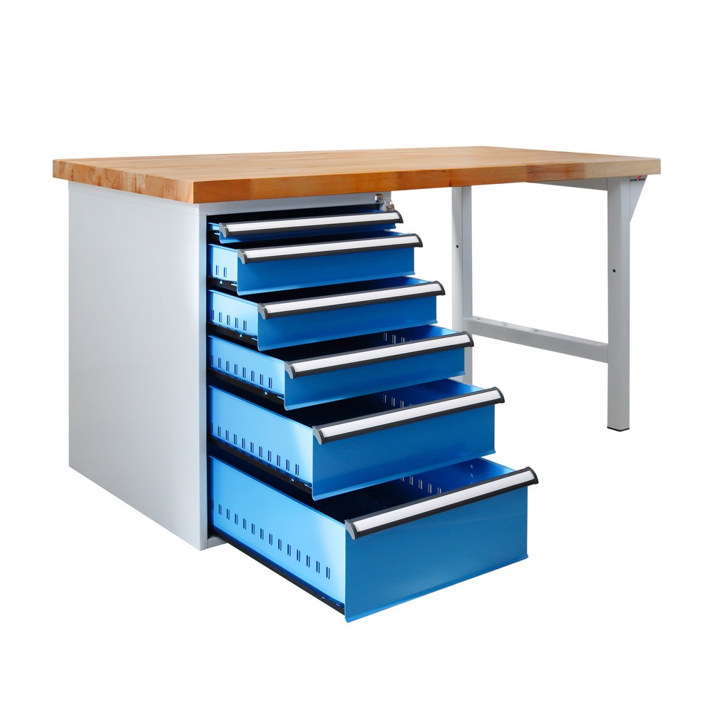 Zdjęcie produktu nr 4: Ława warsztatowa Steinbock® Pro, 6 x szuflada, udźwig 500 kg, wys. x szer. x gł. 850 x 1500 x 750 mm, RAL 7035/5012