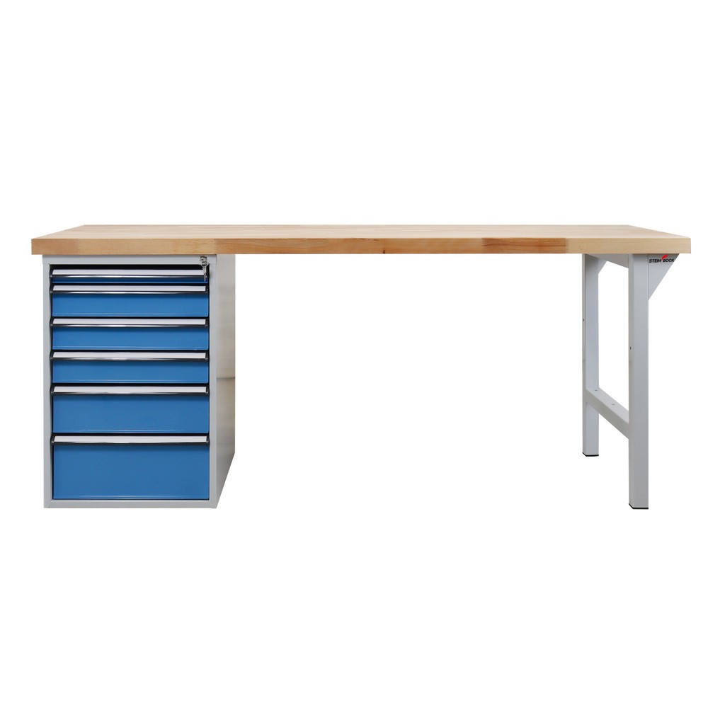 Zdjęcie produktu nr 2: Ława warsztatowa Steinbock® Pro, 6 x szuflada, udźwig 500 kg, wys. x szer. x gł. 850 x 2000 x 750 mm, RAL 7035/5012