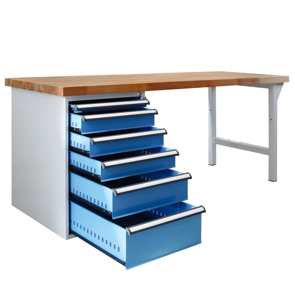 Zdjęcie produktu nr 3: Ława warsztatowa Steinbock® Pro, 6 x szuflada, udźwig 500 kg, wys. x szer. x gł. 850 x 2000 x 750 mm, RAL 7035/5012