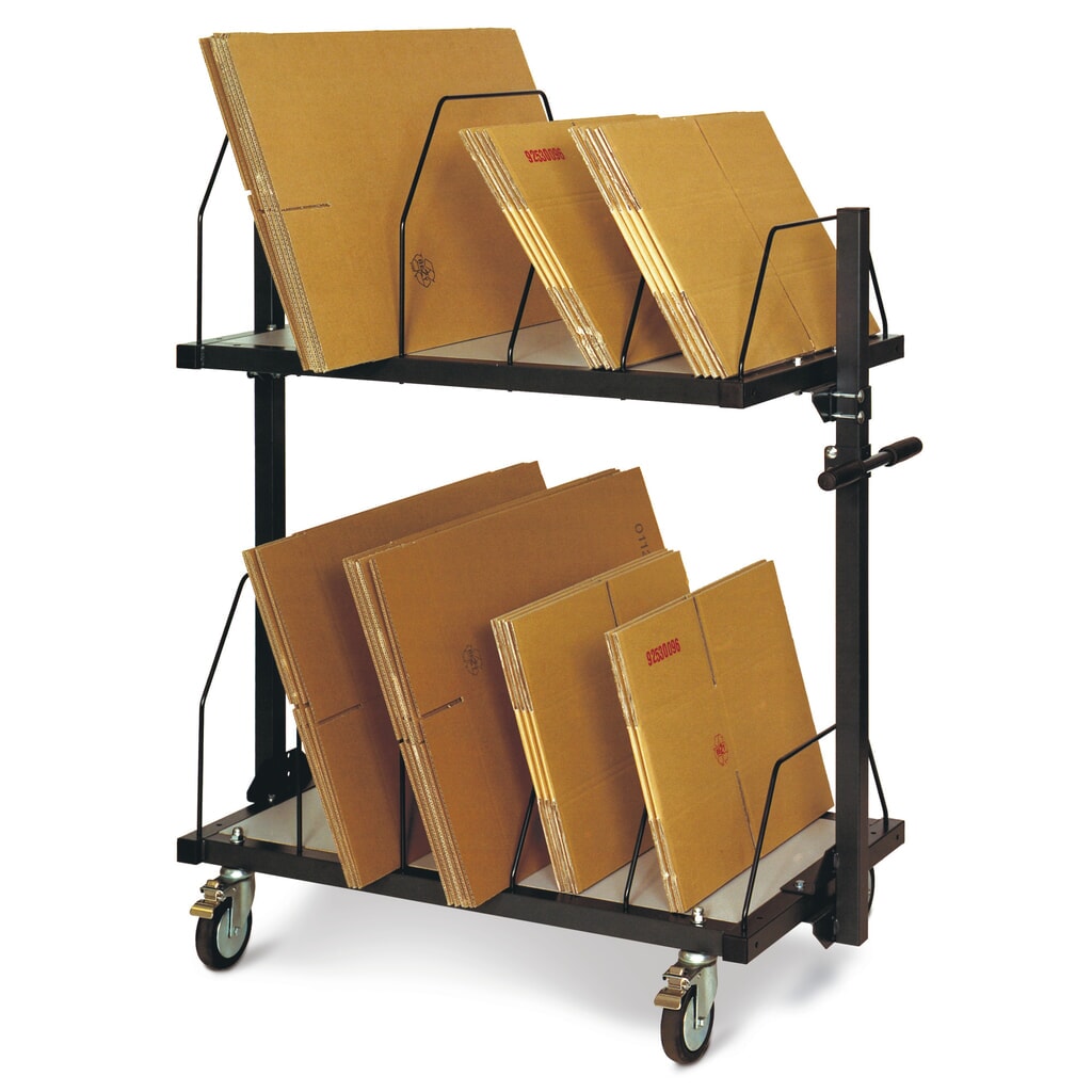 Magazynek kartonów z pałąkiem do pchania, 2 poziomy, wys. x szer. x głęb. 1260 x 1015 x 600 mm Zdjęcie produktu: Magazynek kartonów z pałąkiem do pchania, 2 poziomy, wys. x szer. x głęb. 1260 x 1015 x 600 mm